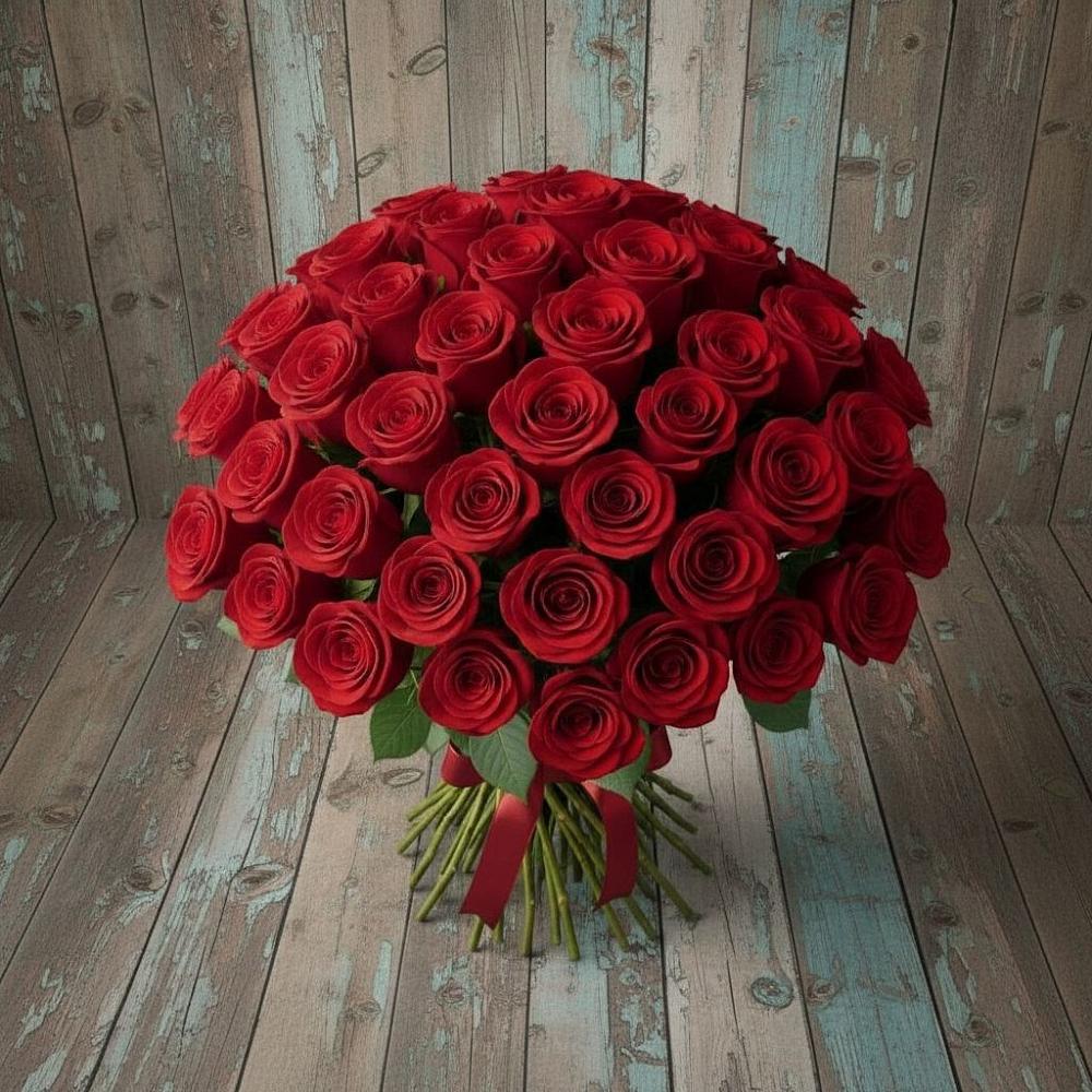 Букет 55 Красных роз Фридом в Мисирево