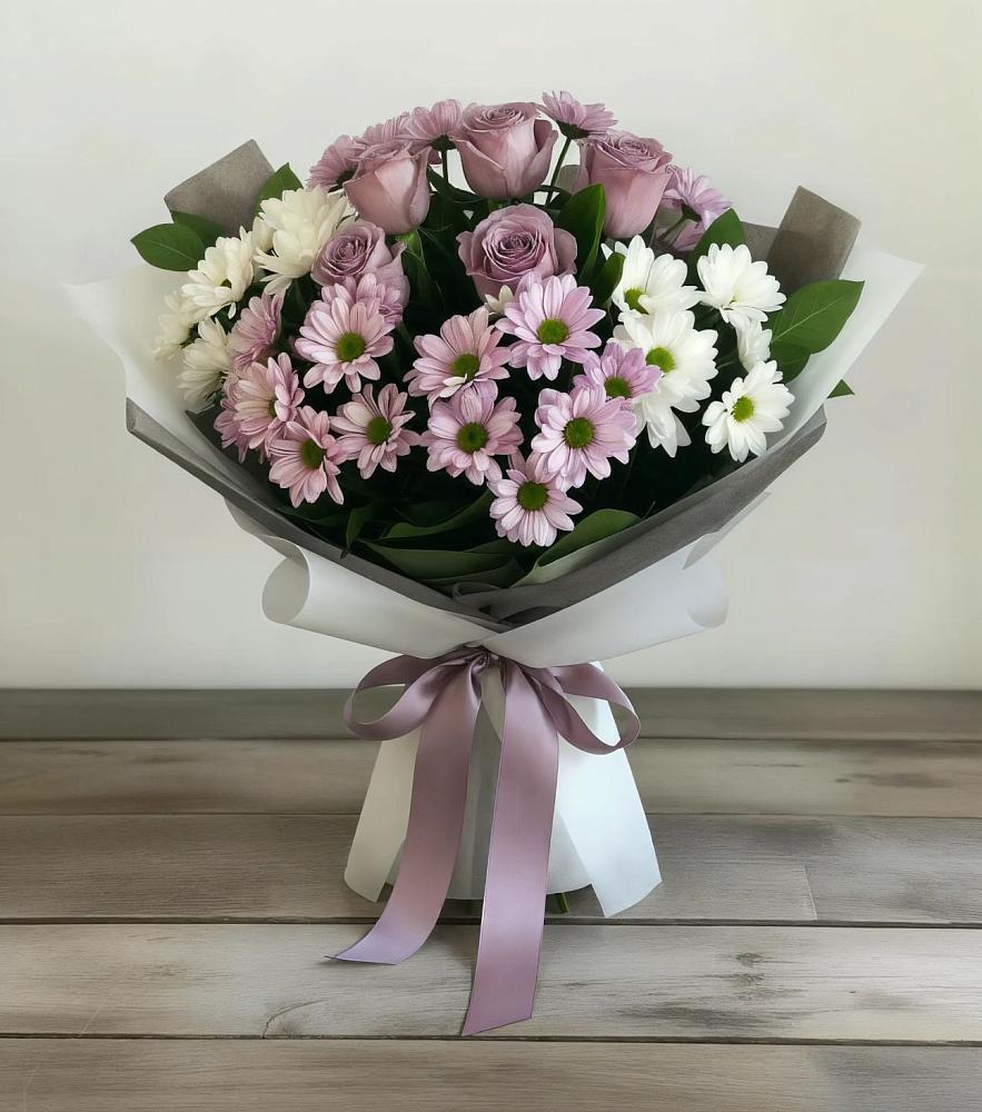 Букет цветов из: Хризантемы и Розы в Мисирево