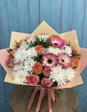 Букет цветов из:  Розы, Герберы и Хризантемы в Мисирево