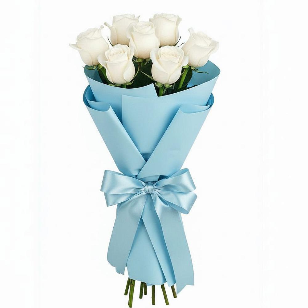 Букет 7 белых роз Проуд в Мисирево