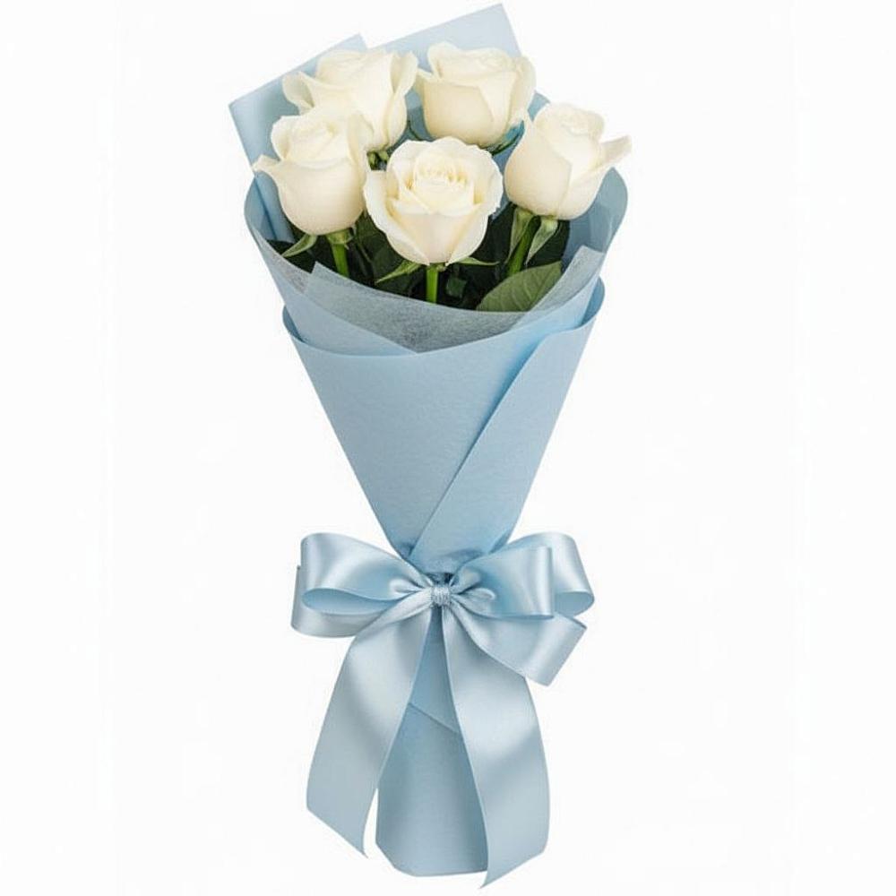 Букет 5 Белых роз Проуд в Мисирево