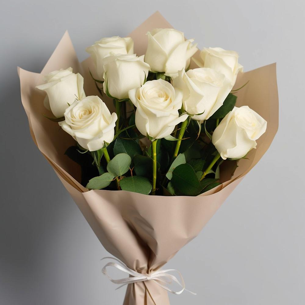 Букет 9 Белых роз Эдлесс Лав в Мисирево