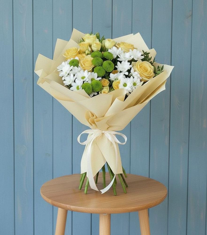 Букет цветов из: Хризантемы и Розы в Мисирево