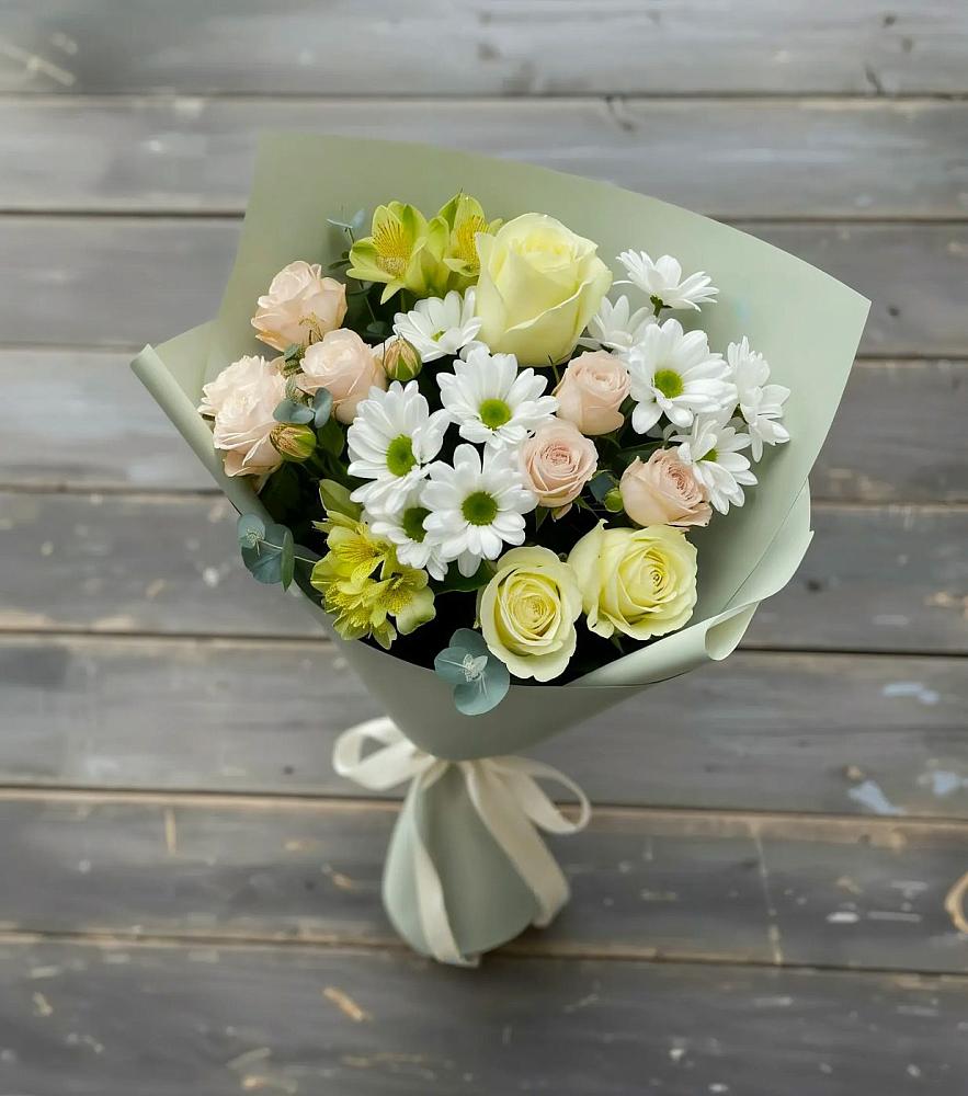 Букет цветов из: Альстромерии, Розы и Хризантемы в Мисирево