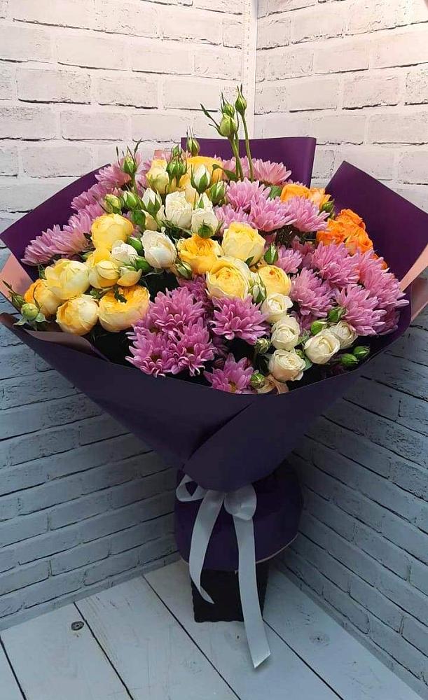 Букет цветов из: Хризантемы и Розы в Мисирево