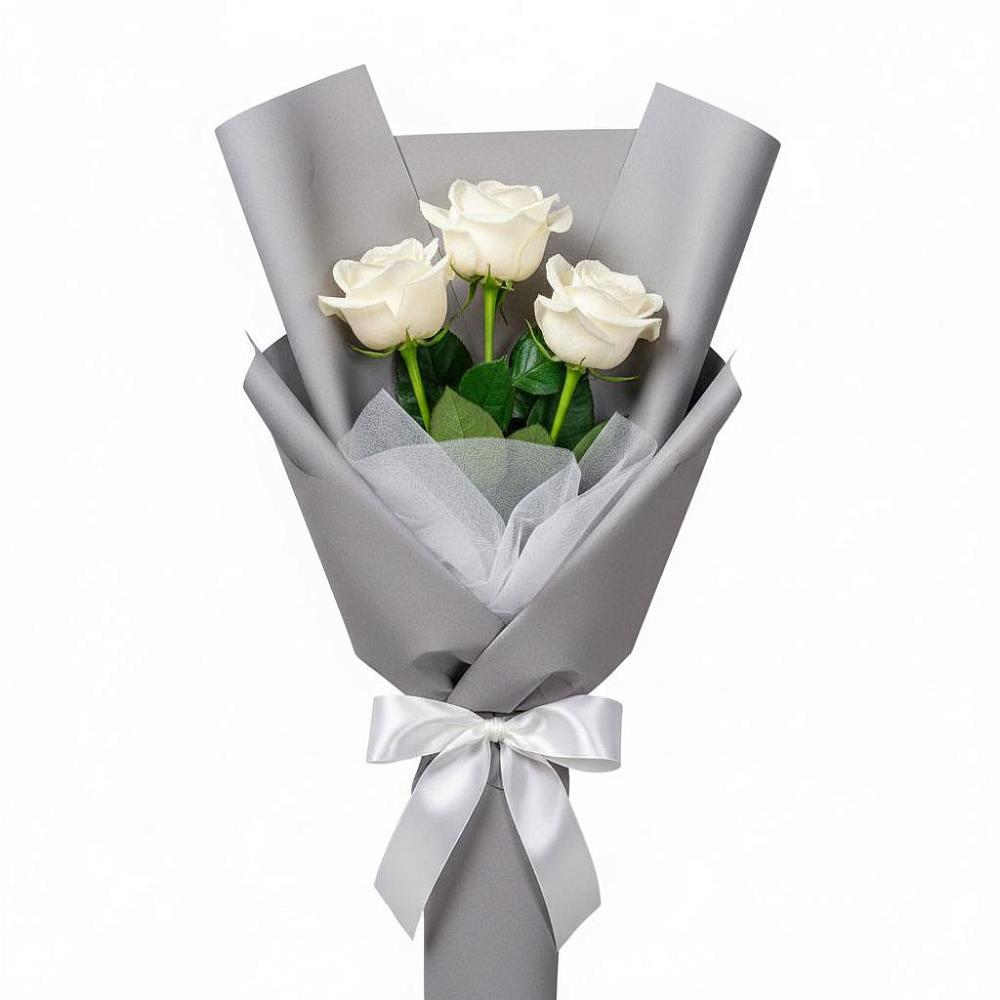 Букет 3 белые розы в Мисирево