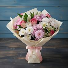 Букет цветов из:  Хризантемы, Альстромерии и Розы в Мисирево