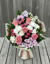 Букет цветов из:  Альстромерии, Гвоздики, Розы и Хризантемы в Мисирево