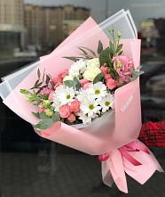Букет цветов из:  Розы, Лизиантусы и Хризантемы в Мисирево
