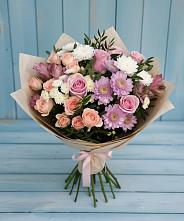 Букет цветов из:  Хризантемы, Розы и Альстромерии в Мисирево
