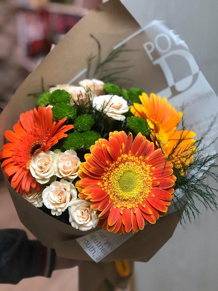 Букет цветов из: Герберы, Хризантемы и Розы в Мисирево